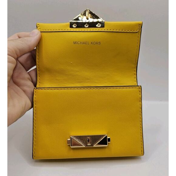 Michael Kors Yellow Leather Clip Front Small Wallet - Picture 7 of 11